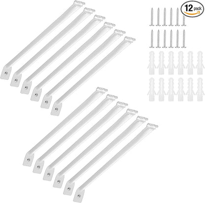 12 Pcs Support Brackets for Wire Shelving 12in Wire Shelf Bracket Closet Shelf Brackets with Anchors and Pins for Installation Wires Shelving Supported Bracket for Support Closet Wires