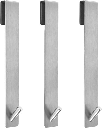 Shower Door Hooks(10 Inch),Extended Over Door Hooks for Bathroom Frameless Glass Shower Door,Stainless Steel Towel Hooks,Heavy Duty Rack Hooks for Robe,Towel-3 Pack-Silver