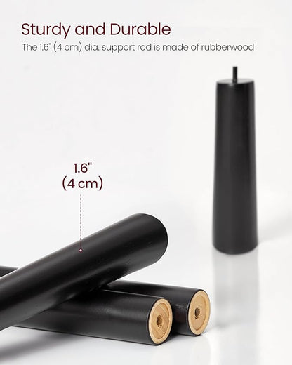 VASAGLE Solid Wood Coat Rack, Free Standing Tree-Shaped Coat Rack with 8 Hooks, 3 Height Options, for Clothes, Hats, Bags, Living Room, Bedroom, Home Office, Ink Black URCR001B01