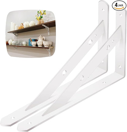 Shelf Brackets Heavy Duty, 2 Pack White 20 inch Floating Shelf Bracket, Max Load 300 lbs of Metal Triangle Decorative Shelf Support Brackets for Wall Mount