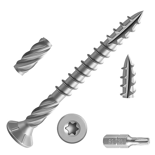 #8 * 1-5/8" 304 Stainless Steel Deck Screws, (1100pcs) 5 lbs.Exterior Wood Screws, Rust Resistant Epoxy Coated, Bronze, T20 Star Bit