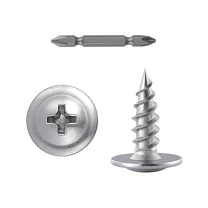 (400 pcs)#8×1/2" Phillips Truss Head Wood Screws Stainless Steel 410 Quick Metal Self Tapping