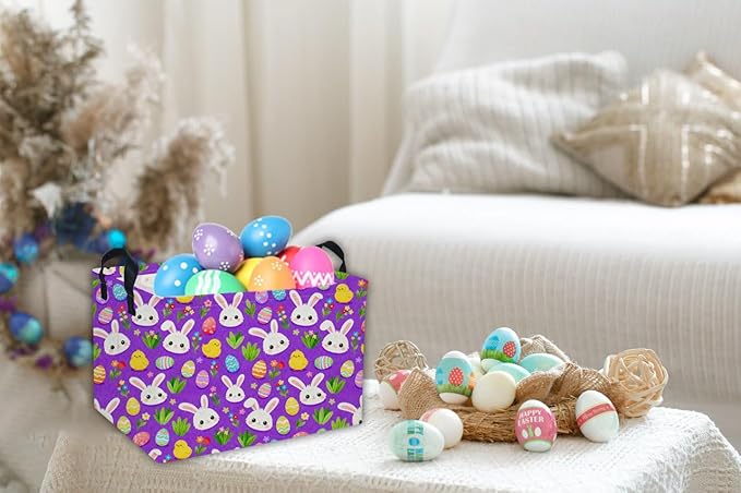 Easter Basket for Kids Gift Baskets Empty Baby Easter Basket for Boys and Girls Rectangular Toy Storage Bins Organizer Bin Box Cute room Decor for Home