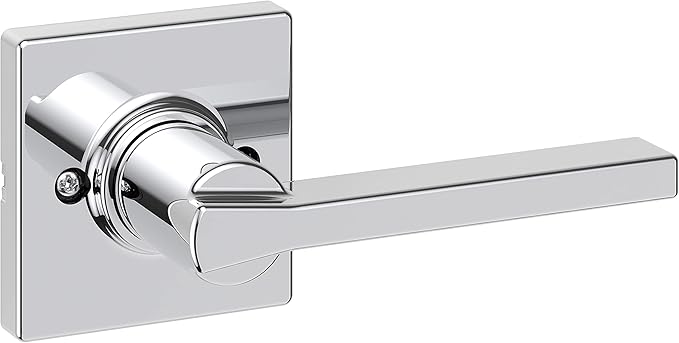 Kwikset Casey Interior Passage Door Handle, Lever for Closet and Hallway Doors, Reversible Non-Locking Handle Lever, Polished Chrome (Pack of 4)