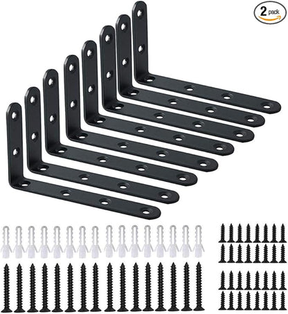 WINKER Corner Brace 16Pcs Shelf Bracket Heavy Duty Black Steel L Corner Brace, Decorative Joint Angle Bracket for Shelf 5 InchX3 Inch Shelves Wall Hanging Bracket with Screws5 InchX3 Inch(16PCS))