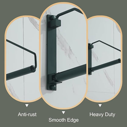 NEWRAIN Folding Clothes Hanger Rack, Wall Mounted Laundry Racks for Drying Clothes,Swing Clothing Hanging System Drying Closet Storage Organizer Black