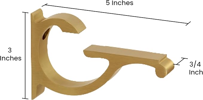 Dulles Glass Floating Shelf Brackets, Designer Heavy Duty, Brushed Brass, for Glass, Wood, Acrylic Wall Mounted Shelf Support. 2 Pack.