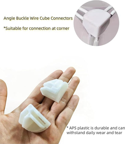 10Pcs Wire Cube Connectors, White Wire Cube Storage Connectors Corner Wire Grid Cube Shelf Plastic Connectors Clips for Wire Cube Storage Shelving Unit and Modular Closet Organizer, SATONBEYI