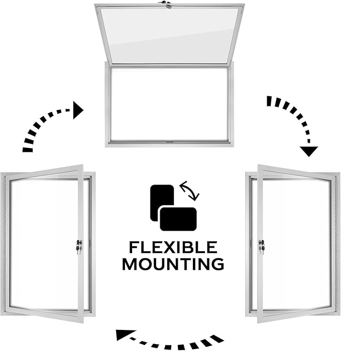 INNOVART Enclosed Bulletin Board 36”x24”, Lockable Dry Erase Noticeboard with Aluminum Frame, Outdoor Enclosed Whiteboard Weatherproof, Wall Display Case with Swing-Open Door Information Cabinet