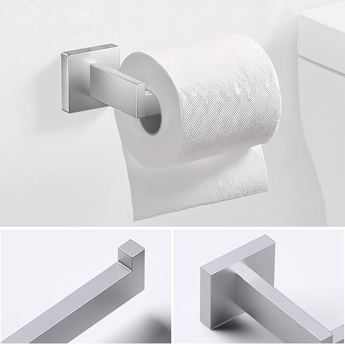 5 Piece Bathroom Towel Bar Set - SUS304 Stainless Steel Bath Towel Holder, 23.6 Inch Towel Racks for Bathroom Wall Mounted, Bathroom Hardware Accessories Set - Brushed Nickel