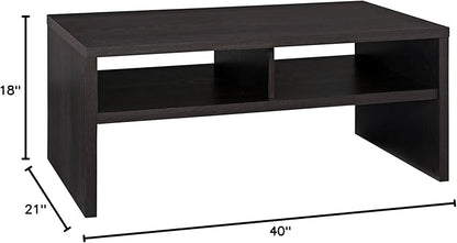 ClosetMaid 1664 Rectangular Coffee Table with Storage Shelves, Black Walnut