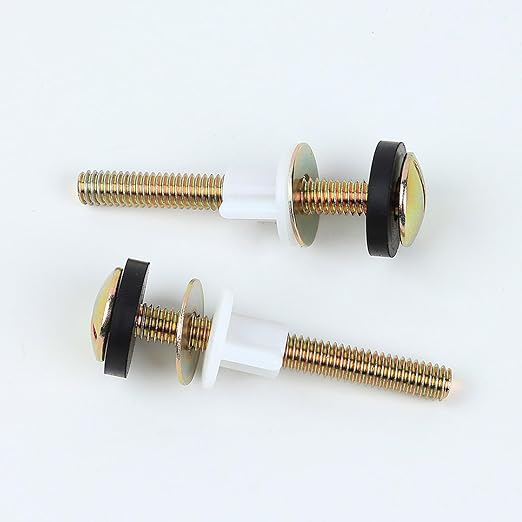 2 PCS Toilet Seat Screws Replacement Kit, Heavy Duty Toilet Seat Fastener with Plastic Nut and Metal and Rubber Washers, Universal Toilet Seat Bolt and Screw Set for Top Mount Toilet Seat Hinge