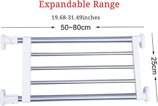 BAOYOUNI Expandable Closet Tension Shelf Storage Rack Heavy Duty Stainless Steel Adjustable Metal Organizer for Wardrobe, Cupboard, Kitchen, Bathroom Use, 19.68-31.49 Inch