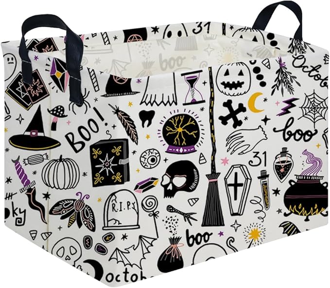 Halloween Ghost thriller basket,Empty Halloween basket,Horror and thriller decor,Trick or Treat Box for Boys and Girls,Horror decor(Magic Halloween)