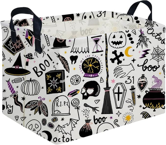 Halloween Ghost thriller basket,Empty Halloween basket,Horror and thriller decor,Trick or Treat Box for Boys and Girls,Horror decor(Magic Halloween)