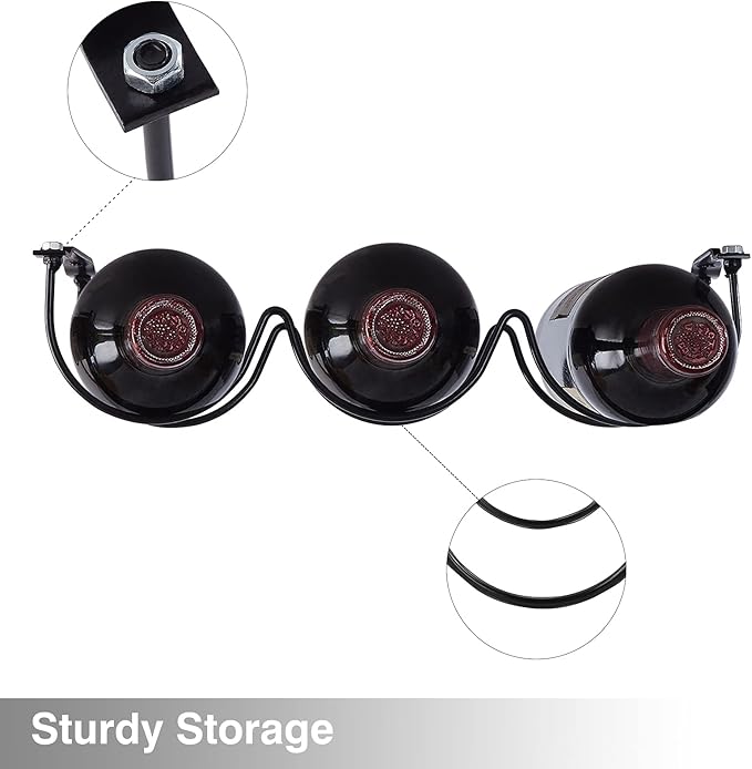 Under Cabinet Wine Rack, Organization and Storge Rack for Bottles, Under Cabinet Organizer for Liquor Bottle, Decor Kitchen Wall Mounted Wine Bottle Holder,Metal Black