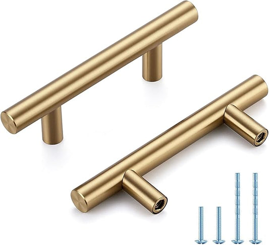 Champagne Bronze Cabinet Handles 2-1/2 Inch Hole Center Stainless Steel Drawer Pulls for Cabinets, Dresser, Bathroom 45 Pack
