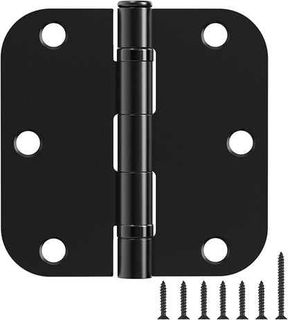 48 Pack Ball Bearing Door Hinges Matte Black 3.5 Inch 5/8"Radius Round Anti Squeak Interior 3-1/2"Flat Iron Bifold Standard Office Bedroom Indoor for Doors 3 ½" Hardware Control Home Decor Essentials