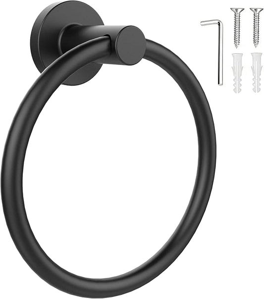 SetSail Towel Holder for Bathroom Wall Matte Black Towel Ring Stainless Steel Hand Towel Holder Heavy Duty Towel Hanger for Bath, Kitchen