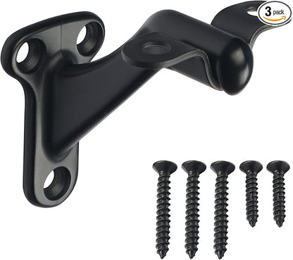 Triumph Hardware,3 Pack,3" Heavy Duty handrail Bracket Matte Black,Stair Railing Bracket DIY Easy Installation Hardware