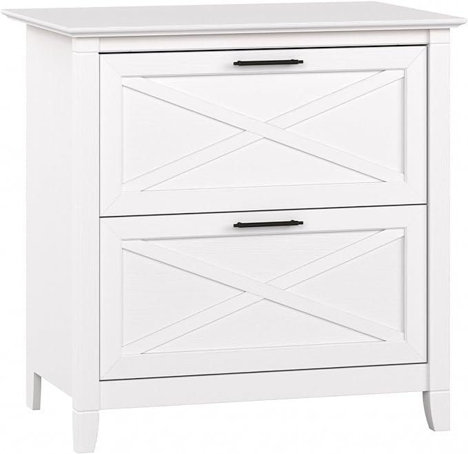 Bush Home Key West 2 Drawer Lateral File Cabinet in Pure White Oak, Document Storage for Home Office, Accent Chest with Drawers