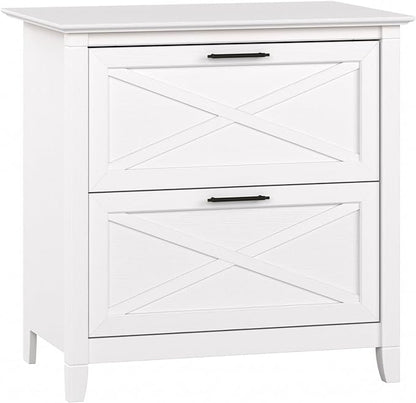 Bush Home Key West 2 Drawer Lateral File Cabinet in Pure White Oak, Document Storage for Home Office, Accent Chest with Drawers