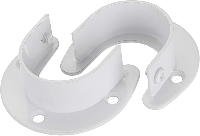 OwnMy 4 Packs Closet Rod End Supports Brackets 1-1/2" Diameter, U Shaped Stainless Steel Closet Pole Sockets Flange Rod Holder for Closet Wardrobe Shower Curtain (White)