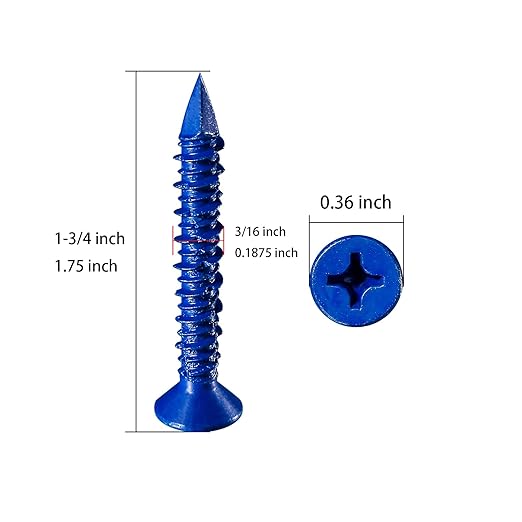 Wensilon(616 pcs) Phillips Truss Head Wood Screws、Self Tapping Screws、Concrete Screws with Drywall Plastic Anchors Assortment Kit