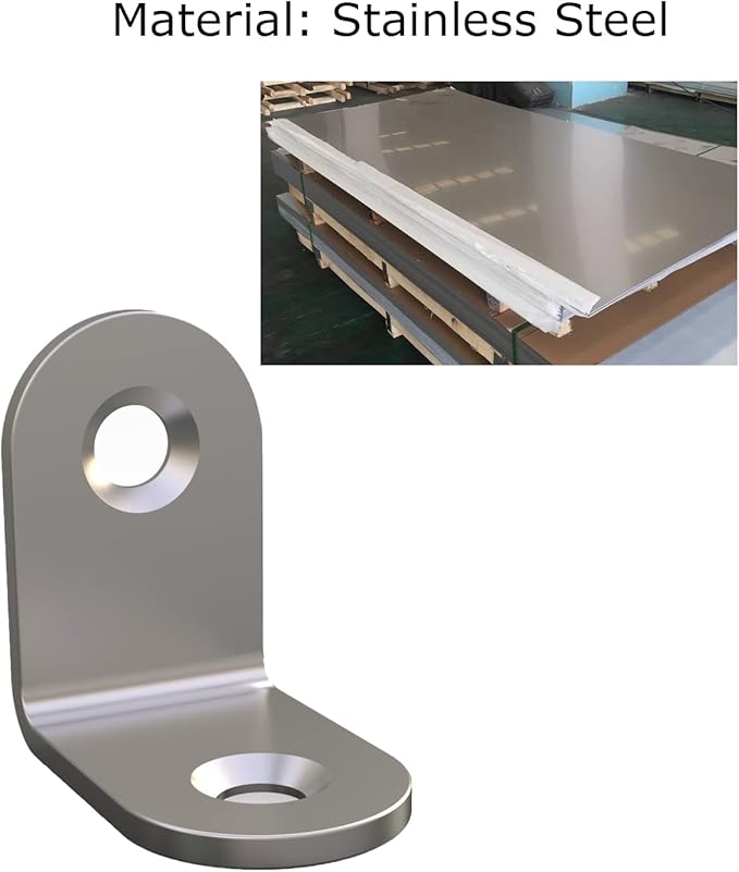 Corner Brace, L Bracket, Corner Brackets of Stainless Steel,Small Angle Support for Home Improvement, Metal Iron Braces for Wood Aufuga (50, Silver, 1x1x10.6)