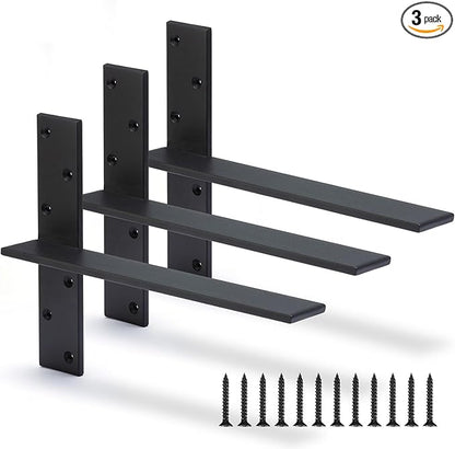 Floating Shelf Bracket 3/8" Thick Heavy Duty Shelf Brackets 3 Pack Free Hanging Countertop Support Bracket 14" Lx2.5 W Floating Wall Brackets for Cabinets, Granite, Dishwasher, Bench Seats Vanities