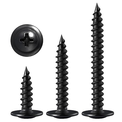 Wensilon（400 pcs）#4×1" Phillips Truss Head Wood Screws Black Galvanizing Quick Metal Self Tapping.