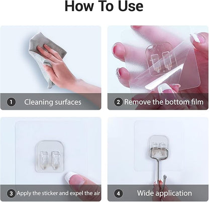 Adhesive Hooks for Hanging, Wall Hooks Self Adhesive Towel Coat Waterproof Transparent Hook for Bathroom Shower Kitchen Keys Door Outdoor Home Improvement Utility Hook 18 Pack Hold 40 lb(Max)