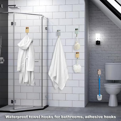 4Pcs Cute Self Adhesive Towel Hooks -Max Load 10LB,Heavy Duty Utility Wall Hooks for Hanging for Coat, Towel,Scarf, Hat, Robes,Key and Other Items,Creative Kawaii Room Decorative Cat Hook