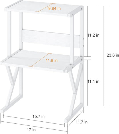 aboxoo Desktop Printer Stand with 3 Tier Wood Storage Shelves,Under Desk Printer Table,Multi-Purpose Home Office Desk Organizer for Fax Machine, Scanner (White)