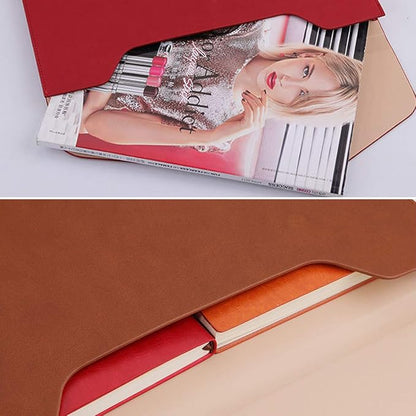 Enyuwlcm PU Leather A4 File Folder Document Holder Waterproof Portfolio Envelope Folder Case with Invisible Magnetic Closure Brown