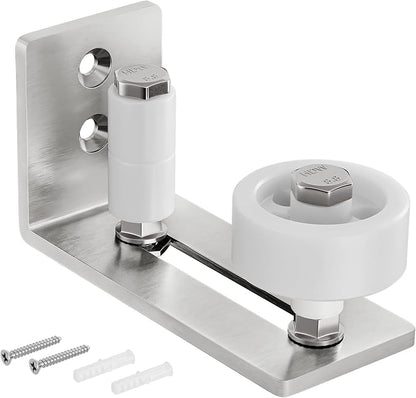 SMARTSTANDARD Sliding Barn Door Floor Guide for Bottom Adjustable Roller - 8 Setup Options for DIYers - Flush Design Bottom Flat Barn Door Floor Guide Stay Roller (Brushed Nickel) 1PCS