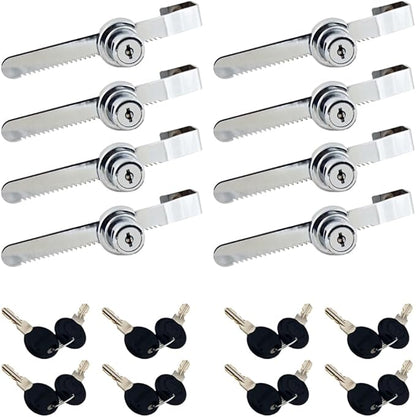 Sliding Glass Door Ratchet Lock with Chrome Finish, Keyed Alike Showcase Display - 8 Pack