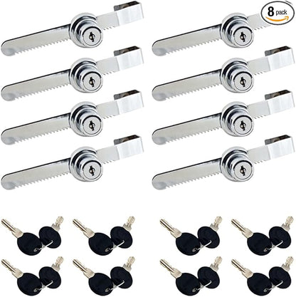 Sliding Glass Door Ratchet Lock with Chrome Finish, Keyed Alike Showcase Display - 8 Pack