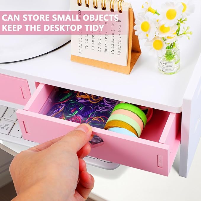 1pc Monitor Stand Monitor Table Monitor Decoration Screen Enhancement Organizer Desk Stand Stand for Desktop Monitor Riser with Organizer Conputer PVC Pink