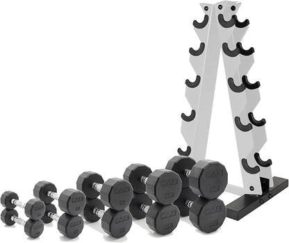 CAP Barbell 150 LB Coated Hex Dumbbell Weight Set with Vertical Rack | Multiple Options