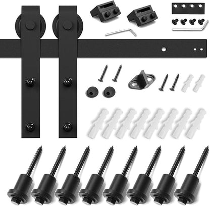 SMARTSTANDARD 10FT Sliding Barn Door Hardware Kit, Heavy Duty Track-Smoothly and Quietly-Includes Detailed Installation Instruction Fit 60" Wide Door Panel (J Shape Hanger) Black