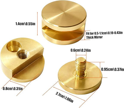 Aluminum Mirror Clips, Round Shape Wall-Mounted Mirrors Bracket, Glass Clips Clamps Holder, Dresser Mirror Fixed Fitting for 5-11mm Thick Mirrors 8 Pcs (Gold)