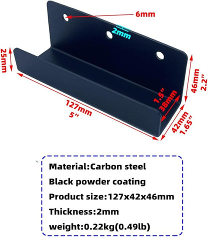 4 PCS Black Tile Hanger Steel Wall Tile Bracket Wall Display,Ladder Hanger for Wall Mount U Bracket,Billboard Hook Wall Bracket ,Thickness 2 mm,(Slot width-38mm)