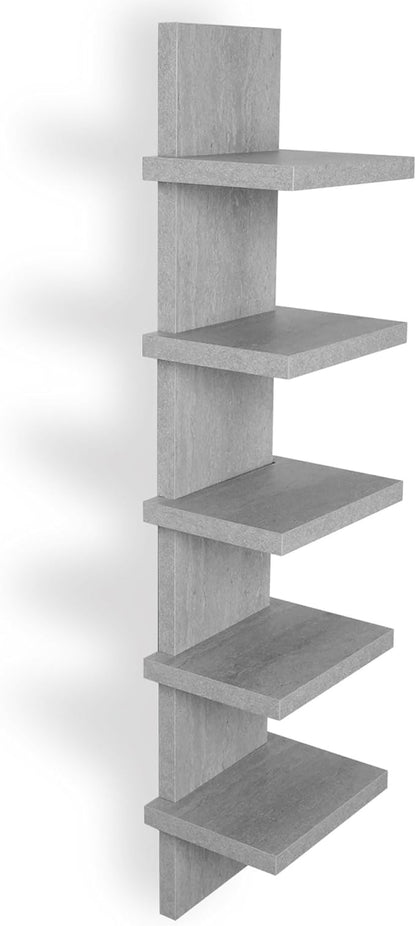 5 Tier Wall Shelves, Vertical Column Shelf Floating Storage Home Decor Organizer Tall Tower Design Utility Shelving Bedroom Living Room