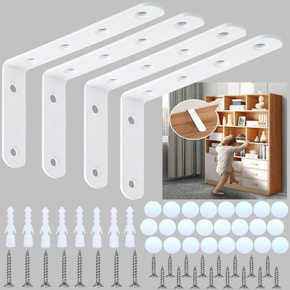 Furniture Anchors Small Aesthetic Earthquake Straps for Furniture Dresser Wall Anti-Tip Furniture Safety Anchor to Childproof and Babyproof Your Home Holds Up to 500 Pound (White, 4.8 in)