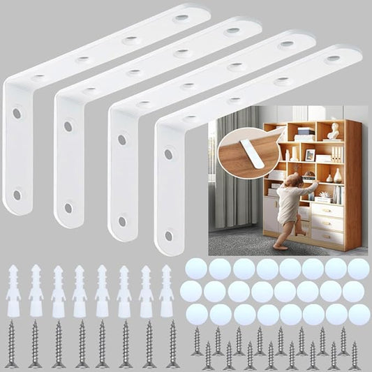 Furniture Anchors Small Aesthetic Earthquake Straps for Furniture Dresser Wall Anti-Tip Furniture Safety Anchor to Childproof and Babyproof Your Home Holds Up to 500 Pound (White, 4.8 in)