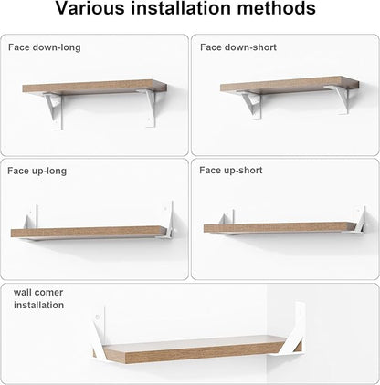 SOGAL Small Shelf Bracket, with 4 Mounting Ways Wall Mounted Shelf Bracket,White Shelf Brackets 3 inch x 4 inch 4Pack
