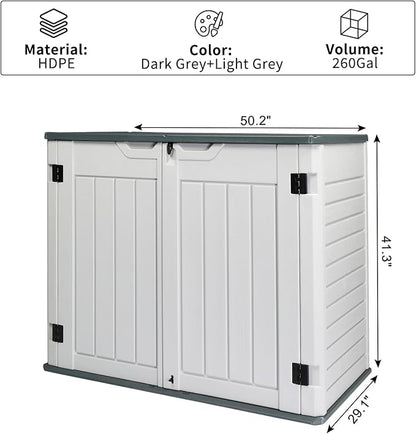 VINGLI Upgraded 260 Gallon Outdoor Storage Box, Lockable HDPE Storage Containers with Lid, Wooden Grain Surface Deck Box Patio Furniture for Garden, Pool, Balcony, Yard