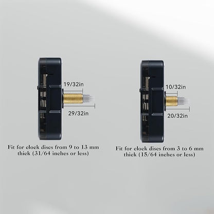 2Pcs Clock Mechanism Replacement Battery Operated Silent Clocks Kit Include Clock Hands DIY Repair Parts Shaft Length 16mm(20/32 inches) and 22mm(29/32 inches)