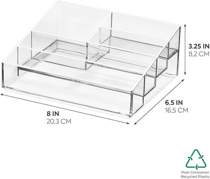 iDesign The Sarah Tanno Collection Plastic Cosmetics and Nail Polish Organizer, 5- Compartment, Clear